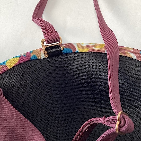 Tavik Maroon & Blue Floral Bikini Top Adjustable Straps New with Tags Size Small - Picture 11 of 16